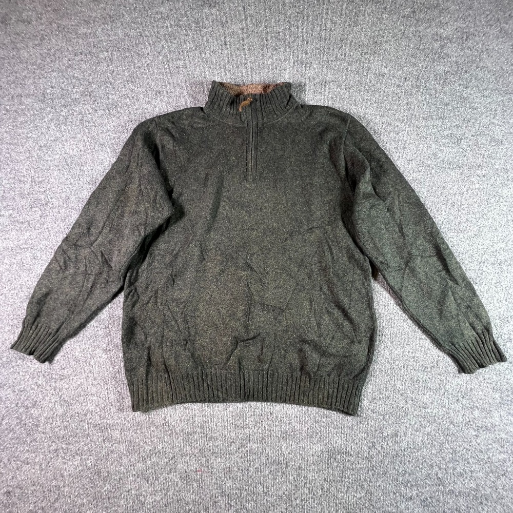 Oscar De La Renta Sweater Mens Large Speckled Green Knit 1/4 Zip Business Casual